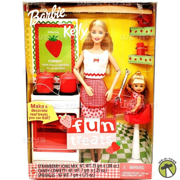 Barbie & Kelly Fun Treats Dolls With Kitchen Playset 2001 Mattel #55578
