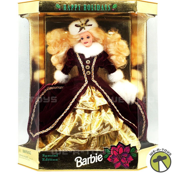 Barbie Hallmark Special Edition Happy Holidays 1996 Doll in Faux Fur Trim Gown