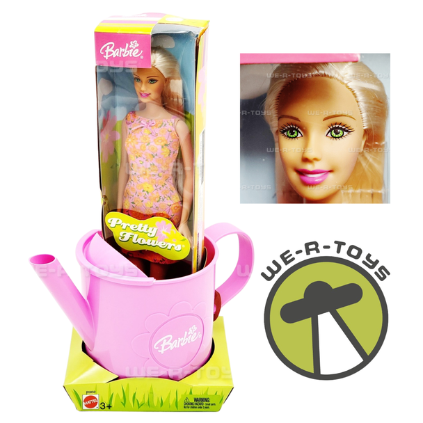 Barbie Pretty Flowers Doll With Pink Watering Can Mattel 2003 No. B5850 NRFB