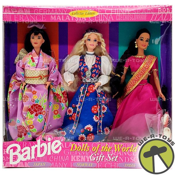 Barbie Dolls of the World Gift Set 3 Dolls Japan Norway India 1995 Mattel 15283