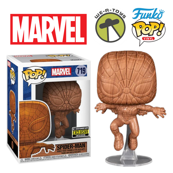 Funko Pop! Marvel 719 Spider-Man Wood Deco Vinyl Bobble-Head Figure EE Exclusive