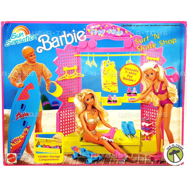 Barbie Sun Sensation Surf 'N Skate Shop Playset 1991 Mattel #7242 NEW