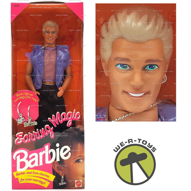 Barbie Earring Magic Ken Doll with Real Clip-On Earrings 1992 Mattel New 2290