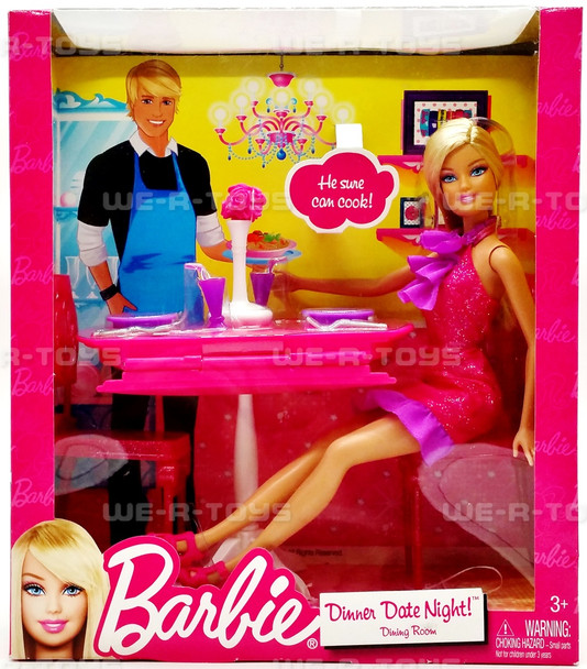 Mattel Barbie Dinner Date Night Doll and Dining Room Giftset 2012 Mattel X4933