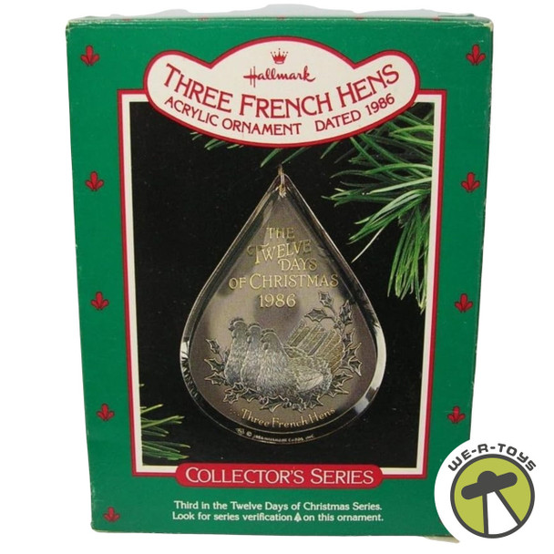 Hallmark Three French Hens Acrylic Ornament Dated 1986