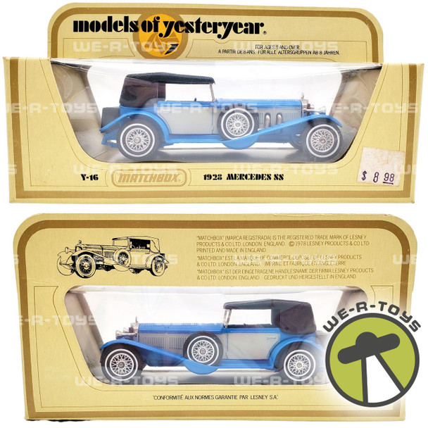 Matchbox Models of Yesteryear Blue 1928 Mercedes SS 1:45 Scale 1978 Matchbox NRFB