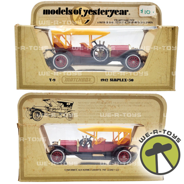 Matchbox Models of Yesteryear Red 1912 Simplex-50 1:48 Scale 1978 Matchbox NRFB