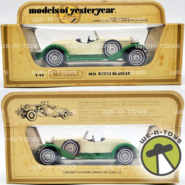 Matchbox Models of Yesteryear Green and White 1931 Stutz Bearcat 1:44 Scale Matchbox NRFB