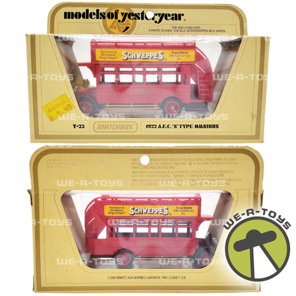 Matchbox Models of Yesteryear 1:72 Scale 1922 A.E.C. 'S' Type Omnibus 1978 Matchbox NRFB