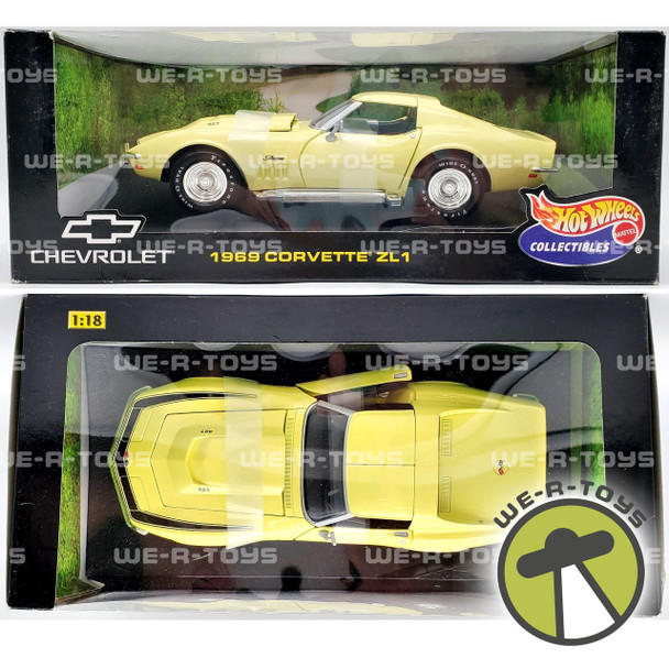 Hot Wheels Collectibles 1:18 Scale Yellow 1969 Chevrolet Corvette ZL1 NRFB