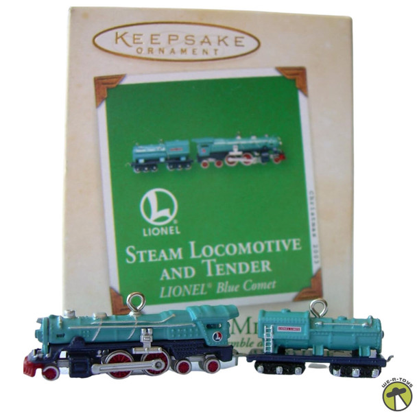 Hallmark Lionel Steam Locomotive and Tender Blue Comet 2003 Mini Ornament Set