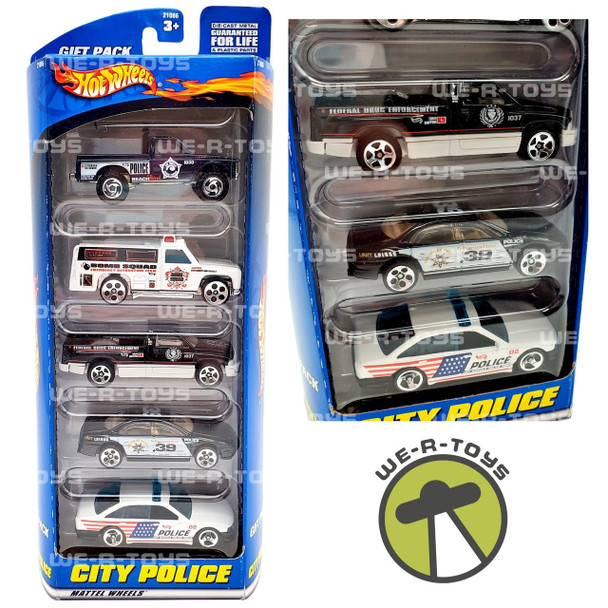 Hot Wheels Gift Pack City Police Set of 5 Cars #21086 Mattel 2000 NRFB