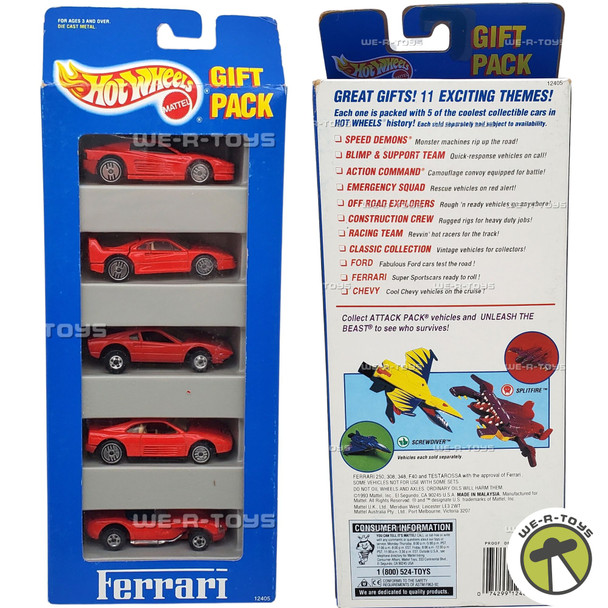 Hot Wheels Ferrari Gift Pack Set of 5 Vehicles #12405 Mattel 1993 NRFB