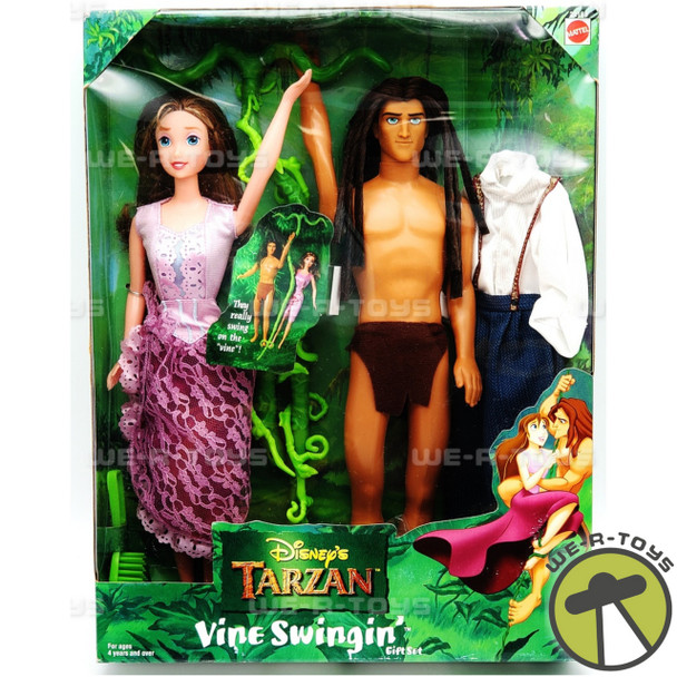 Disney's Tarzan Vine Swingin' Gift Set Tarzan & Jane Dolls 1999 Mattel 22188 NEW