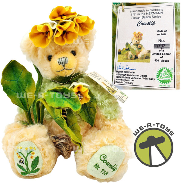 Hermann Teddy Bear Cowslip Limited No. 118 of 500 11th in Flower Bear Series NEW