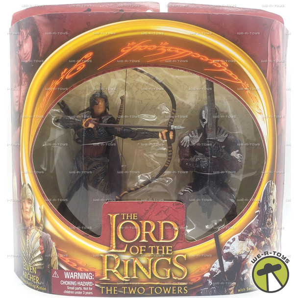 The Lord of the Rings Elven Archer and Berserker Uruk-Hai Figures 2002 #81175