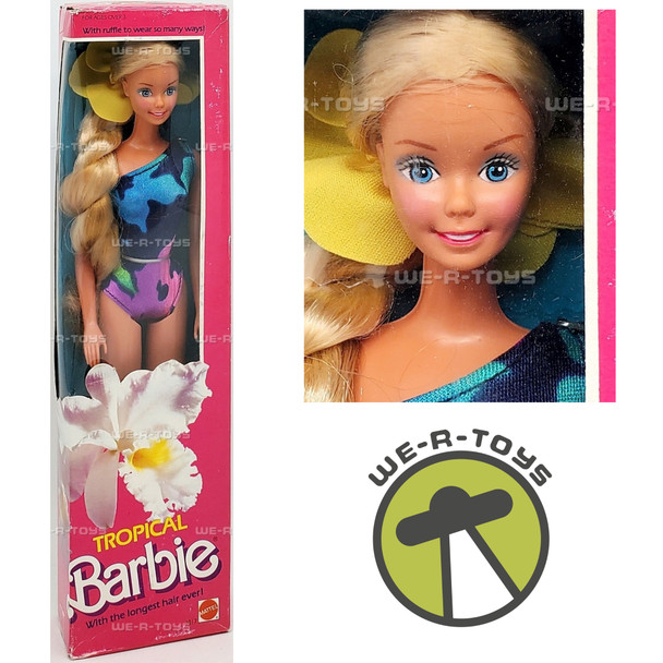Barbie Tropical Barbie Doll In Swim Suit With The Longest Hair Ever 1985 New