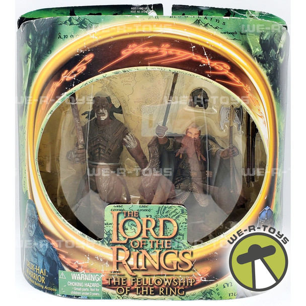 Lord of the Rings The Fellowship of the Ring Uruk-Hai & Gimli figures NRFB