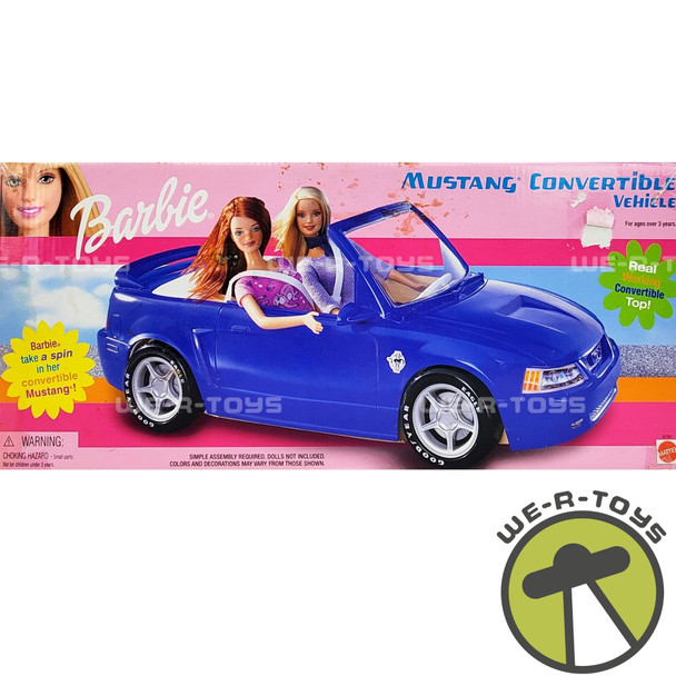 Barbie Mustang Convertible Blue Vehicle 2001 Mattel #67391 NRFB BOX DAMAGE