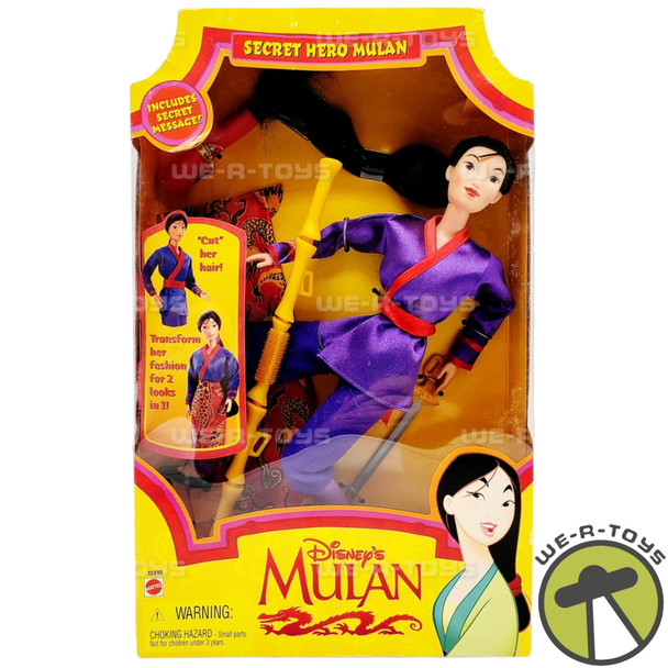 Disney Secret Hero Mulan Doll 1997 Mattel 18896