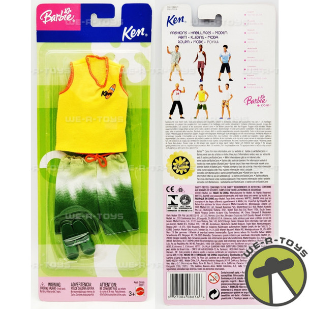 Barbie Ken Fashions Yellow Tank Top & Green Swim Trunks 2003 Mattel C3311 NRFP