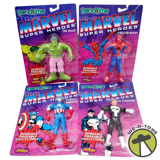 Marvel Super Heroes Lot of 4 Bend-Ems Poseable Set JusToys NRFP