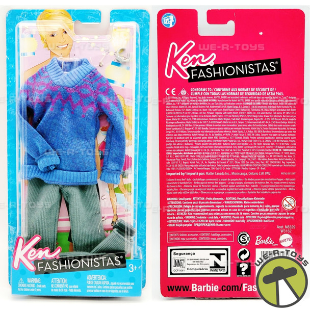 Barbie Fashionistas Ken Fashion Blue Sweater Gray Pants 2011 Mattel W3162 NRFP