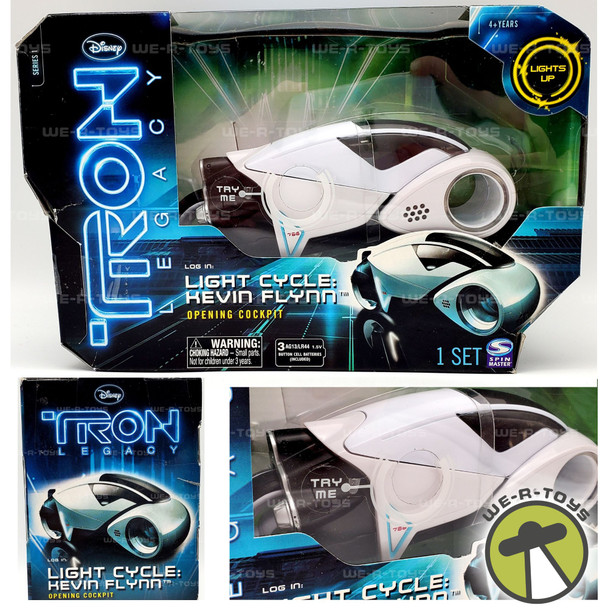 Tron Legacy White Light Cycle Kevin Flynn 2010 Series 1 Spin Master USED