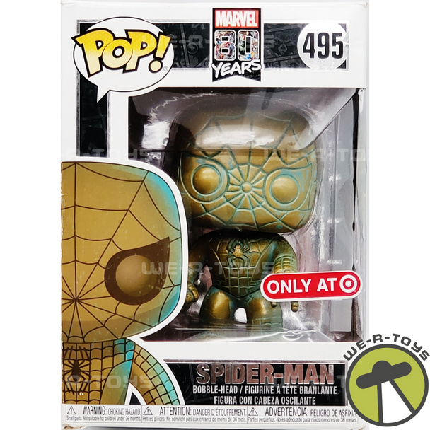 Funko Pop! #495 Marvel's The Amazing Spider-Man Patina Bronze Bobble-head USED