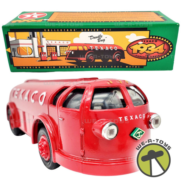 Texaco Red 1934 Diamond T Tanker Doodle Bug Coin Bank with Key ERTL 1994 NEW