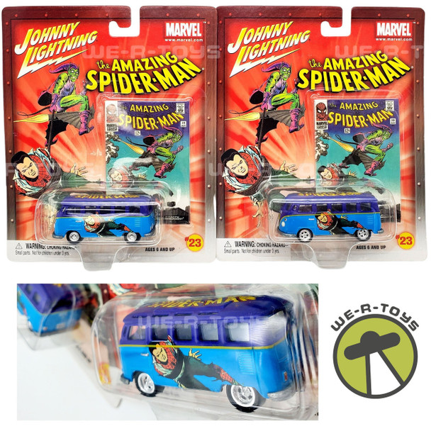 Marvel Johnny Lightning Lot of 2 The Amazing Spiderman '64 Volkswagen Samba Bus NRFP