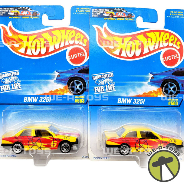 Hot Wheels Lot of 2 BMW 325i Collector #603 Red and Yellow Mattel 1996 NRFP