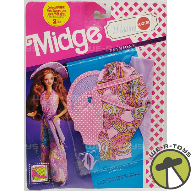 Barbie Midge Wedding Fashions Pink Paisley Honeymoon Set Barbie1990 Mattel #9633 NRFP