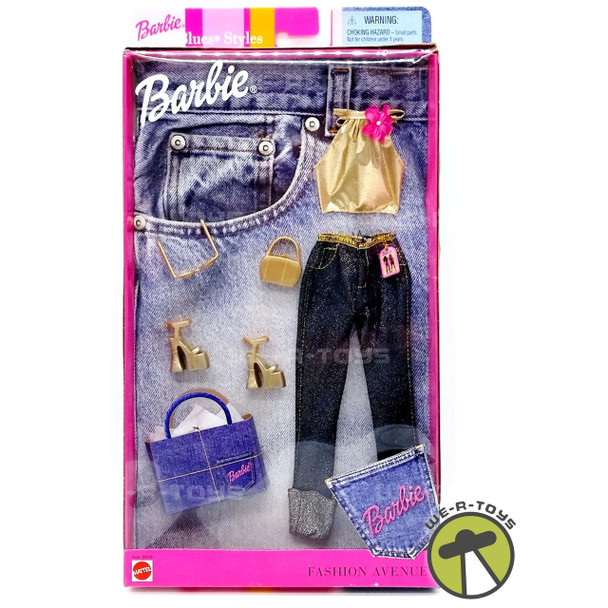 Barbie Fashion Avenue Blues Styles Gold Halter Top Blue Jeans 2001 Mattel #55516