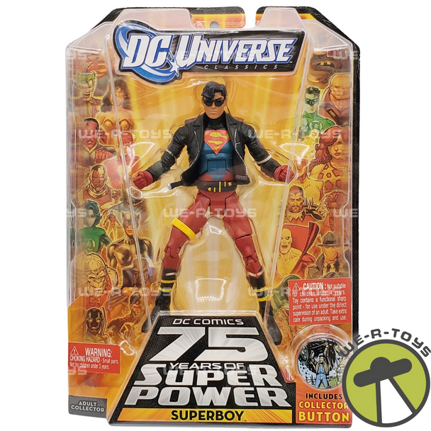 DC Universe Classics Superboy Action Figure & Button 2009 Mattel R5785 NRFP