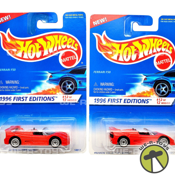 Hot Wheels Lot of 2 Red Ferrari F50 Die Cast Vehicles 1996 First Editions NRFP