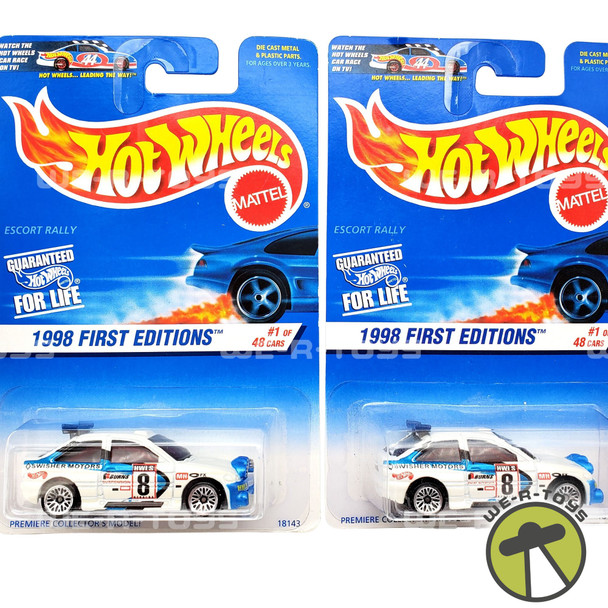 Hot Wheels Lot of 2 White #8 Escort Rally Premiere Collector's Model 1998 NRFP