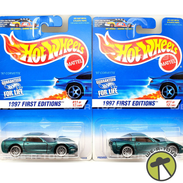 Hot Wheels Lot of 2 Chevrolet '97 Corvette Green Metallic Mattel 1997 NRFP