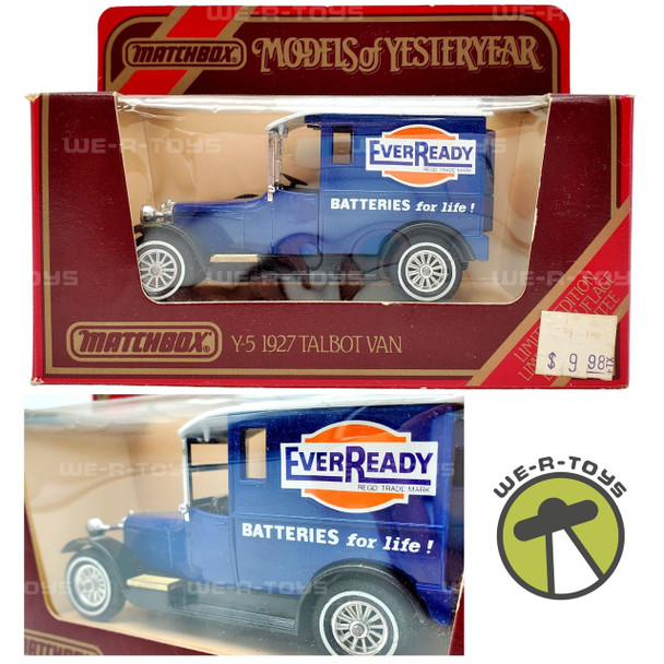 Matchbox Models of Yesteryear 1927 Talbot Van Blue Eveready Batteries Matchbox 1984 NRFP