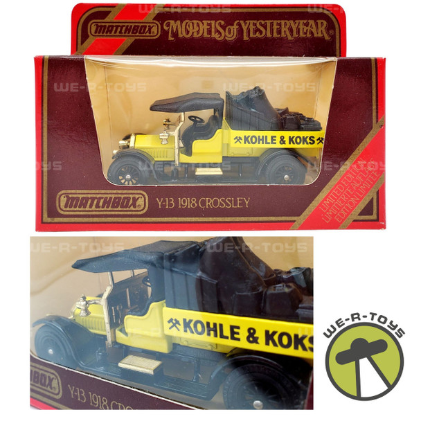Matchbox Models of Yesteryear 1918 Crossley Yellow Kohle & Koks Matchbox 1986 NRFP