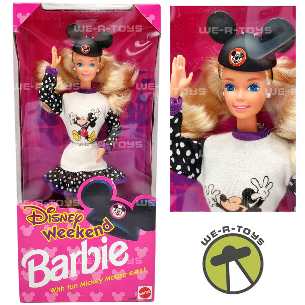 Barbie Disney Weekend Doll with fun Mickey Mouse Ears EuroDisney Mattel NRFB