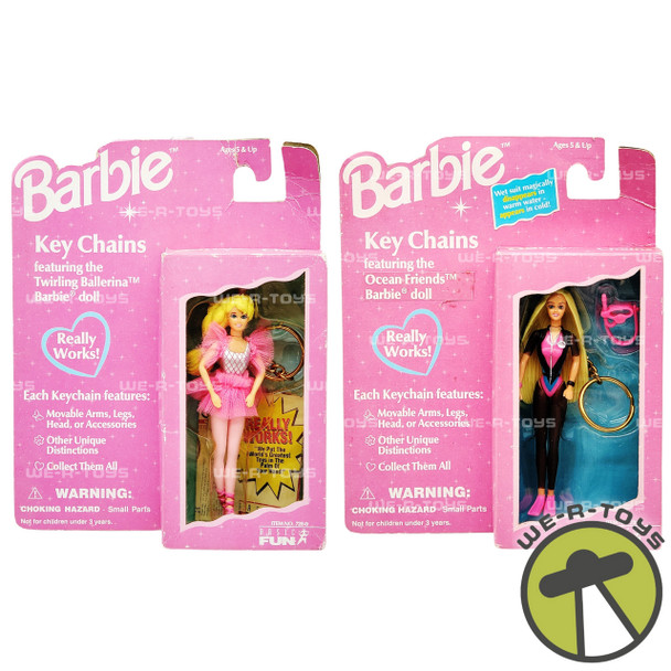 Barbie Keychains Lot of 2 Twirling Ballerina & Ocean Friends Barbie Mattel NEW