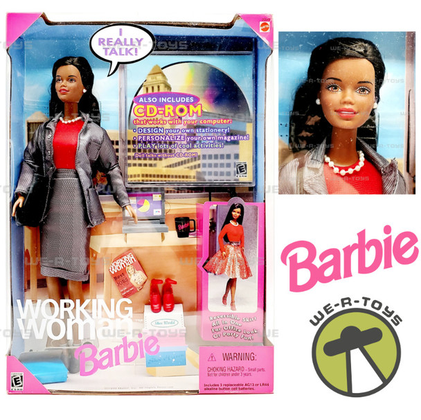 Barbie Working Woman Barbie Doll with CD-ROM African American 1999 Mattel 20549