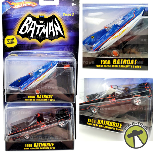 Hot Wheels 1966 Batboat and Batmobile Set of 2 Die Cast Vehicles Mattel 2008