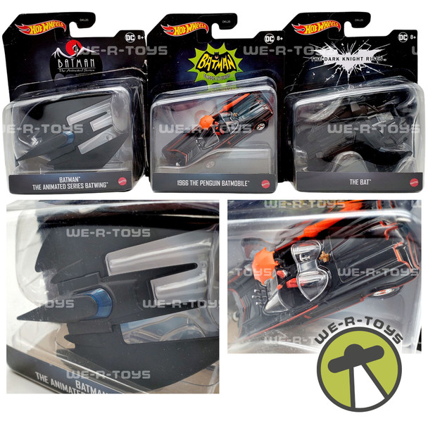 Hot Wheels Lot of 3 Different Models Batmobile Batwing and The Bat Mattel NRFP