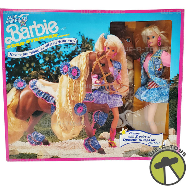 Barbie All American Doll with Star Stepper Horse & Reebok 1991 Mattel 3712 NRFB