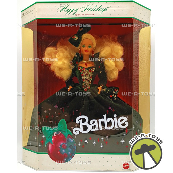 Happy Holidays Special Edition Barbie Doll Blonde In Green Gown 1991 Mattel 1871