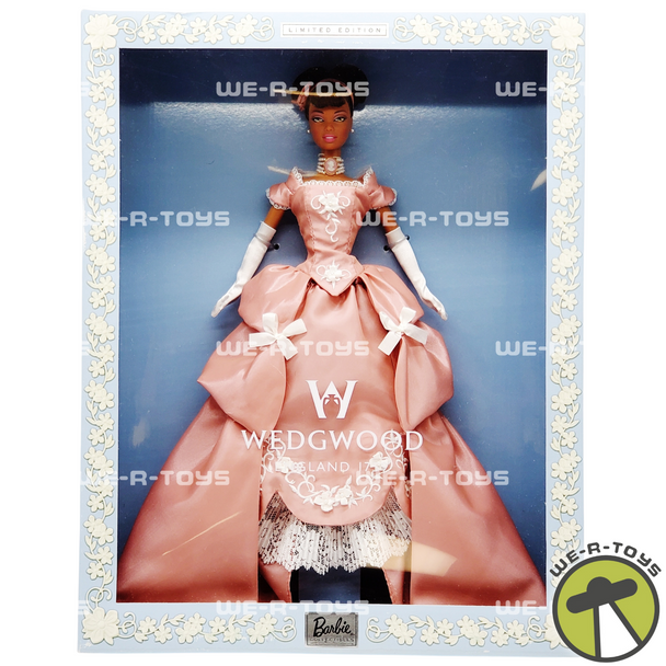 Wedgwood Barbie Doll African American in Pink Taffeta Gown Limited Edition NEW