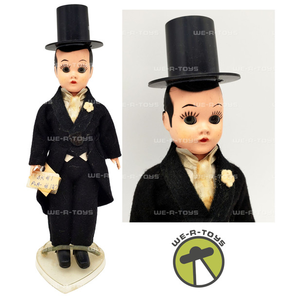 Antique Hard Plastic Groom Wedding Boy Doll in Top Hat and Tails Vintage USED