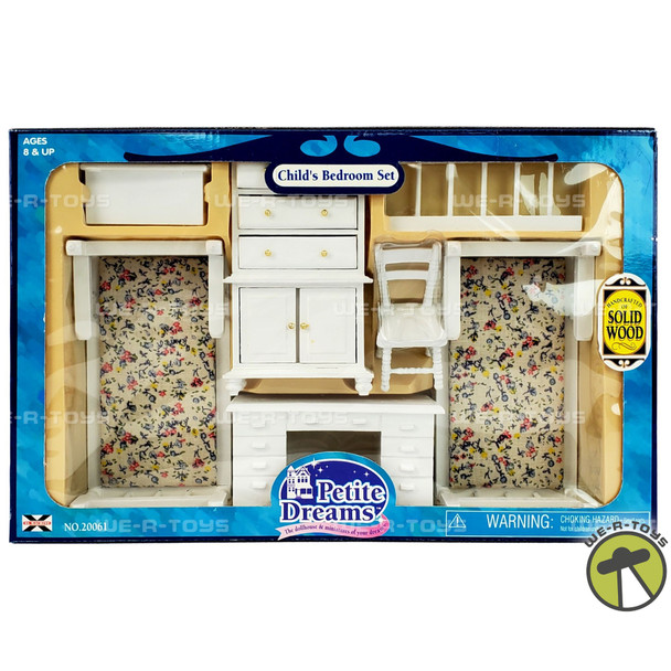 Petite Dreams Child's Bedroom Set Solid Wood Dollhouse Miniatures 20061 NRFB
